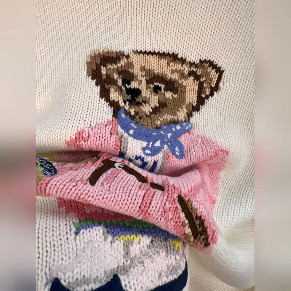 White Polo Ralph Lauren Bear Sweater - Picture 5 of 9